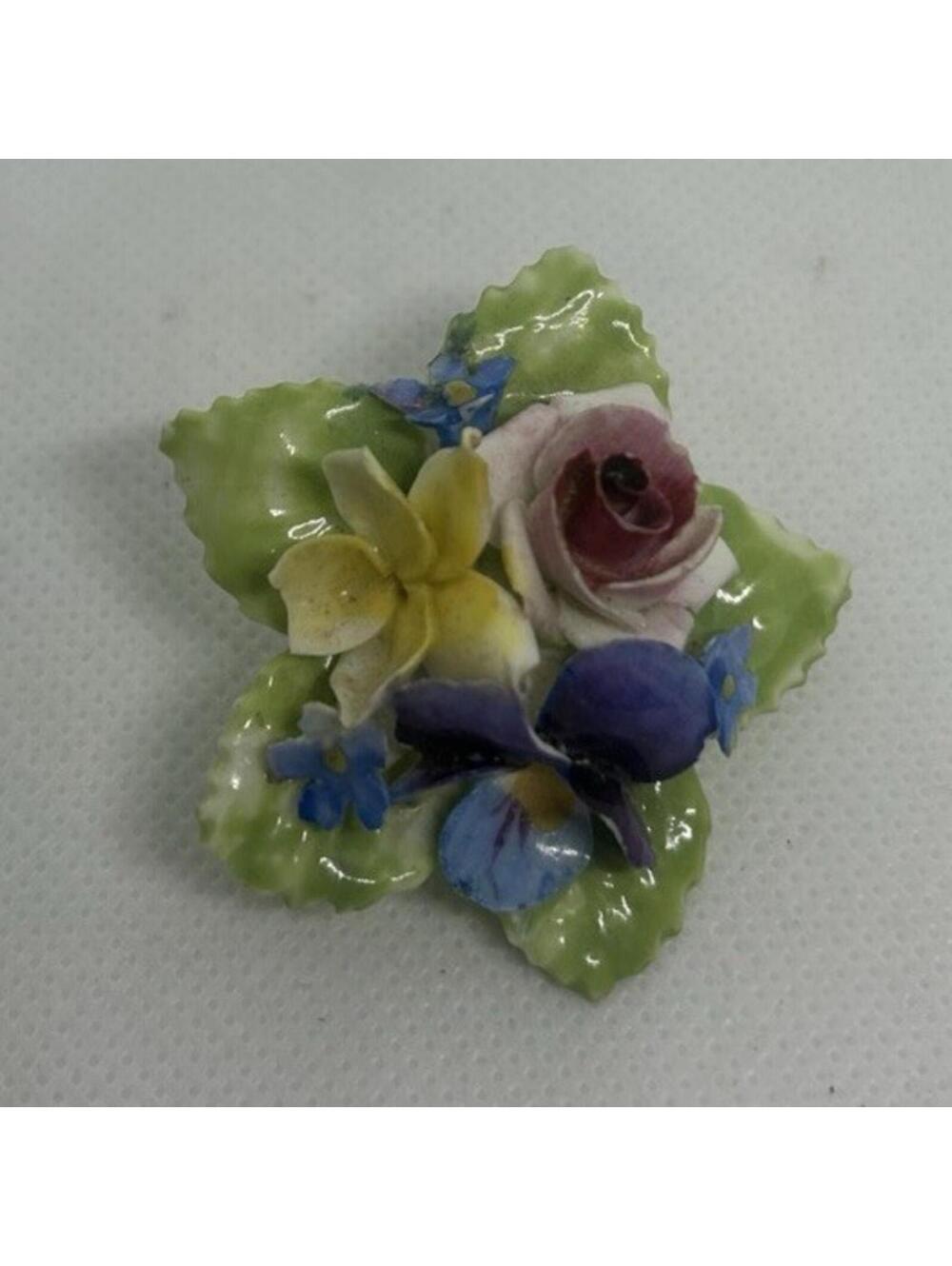Vintage Floral China Porcelain Flower Brooch Pin from England